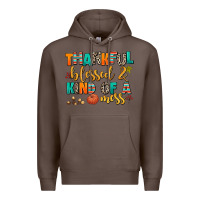 Coffee thankful  blessed and kind of a mess Premium Hoodie - AdoDesignShop