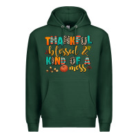 Sports Green thankful  blessed and kind of a mess Premium Hoodie - AdoDesignShop