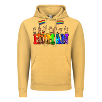 Vintage Mustard human with hands and pride flags Vintage Hoodie - AdoDesignShop