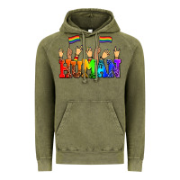 Vintage Olive human with hands and pride flags Vintage Hoodie - AdoDesignShop