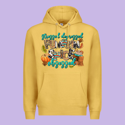 Stressed Depressed Pumpkin Spice Obsessed Premium Hoodie Designed By Adodesignshop