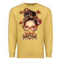 Antique Gold football messy bun mom Premium Sweatshirt - texasbilliewilder
