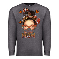 Charcoal Heather football messy bun mom Premium Sweatshirt - texasbilliewilder