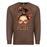 Chestnut football messy bun mom Premium Sweatshirt - texasbilliewilder