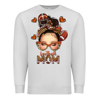 Football Messy Bun Mom Premium Sweatshirt | Teevron