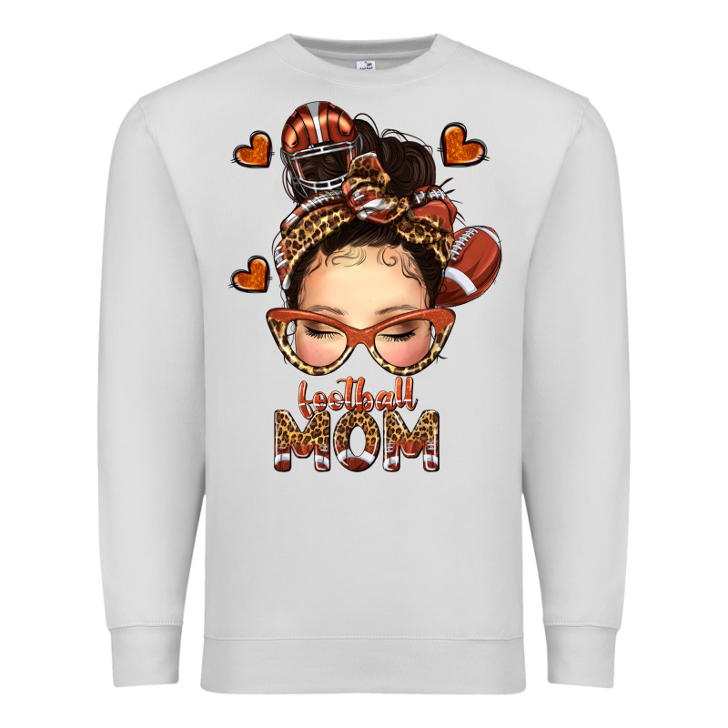 Football Messy Bun Mom Premium Sweatshirt by texasbilliewilder | Teevron