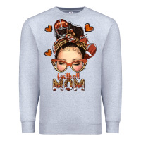 Heather Grey football messy bun mom Premium Sweatshirt - texasbilliewilder