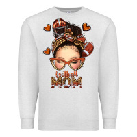 Oatmeal Heather football messy bun mom Premium Sweatshirt - texasbilliewilder