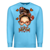 Ocean Blue football messy bun mom Premium Sweatshirt - texasbilliewilder