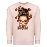 Pale Pink football messy bun mom Premium Sweatshirt - texasbilliewilder