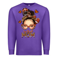 Purple football messy bun mom Premium Sweatshirt - texasbilliewilder