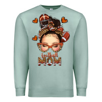 Seafoam football messy bun mom Premium Sweatshirt - texasbilliewilder
