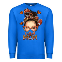 True Royal football messy bun mom Premium Sweatshirt - texasbilliewilder
