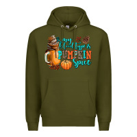 Army Green my blood type is pumpkin spice Premium Hoodie - AdoDesignShop