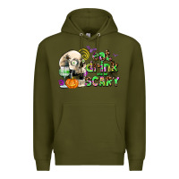 Army Green eat drınk and be scary Premium Hoodie - AdoDesignShop