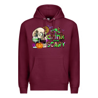 Burgundy eat drınk and be scary Premium Hoodie - AdoDesignShop