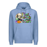 Colony Blue eat drınk and be scary Premium Hoodie - AdoDesignShop