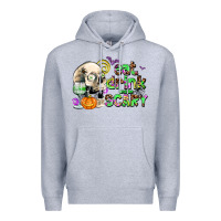 Heather Grey eat drınk and be scary Premium Hoodie - AdoDesignShop