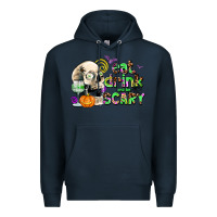 Navy eat drınk and be scary Premium Hoodie - AdoDesignShop