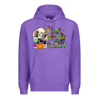 Purple eat drınk and be scary Premium Hoodie - AdoDesignShop