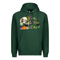 Sports Green eat drınk and be scary Premium Hoodie - AdoDesignShop