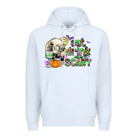 White eat drınk and be scary Premium Hoodie - AdoDesignShop