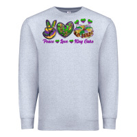 Heather Grey Peace Love King Cake Premium Sweatshirt - RanaPortraitStore