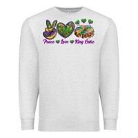 Oatmeal Heather Peace Love King Cake Premium Sweatshirt - RanaPortraitStore