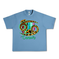 Pebble Blue Cancer Zodiac Sign Sunflower Leopard Serape Urban Heavy Tee - RanaPortraitStore