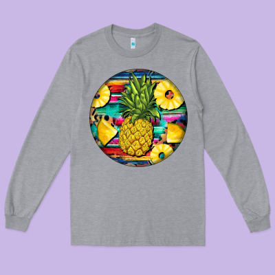 Pineapple Leopard Long Sleeve Tee Designed By Barkaloodesign