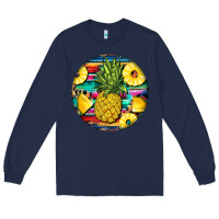 Navy pineapple leopard Long Sleeve Tee - BarkalooDesign