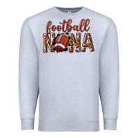 Heather Grey football nana with leopard Premium Sweatshirt - texasbilliewilder