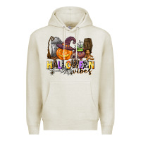 Oatmeal Heather halloween vibes Premium Hoodie - AdoDesignShop