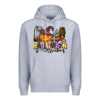 Heather Grey halloween vibes Premium Hoodie - AdoDesignShop
