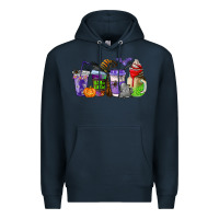 Navy halloween coffee cups Premium Hoodie - AdoDesignShop