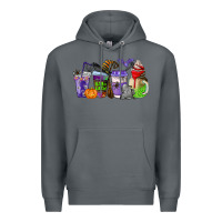Rock halloween coffee cups Premium Hoodie - AdoDesignShop