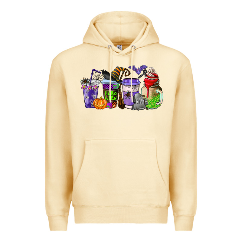 Halloween Coffee Cups Premium Hoodie by AdoDesignShop | Teevron