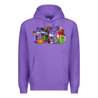 Purple halloween coffee cups Premium Hoodie - AdoDesignShop