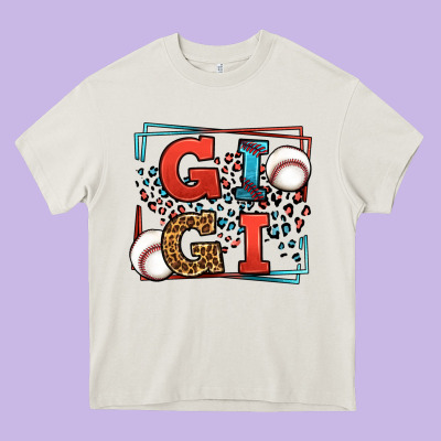 Baseball Gigi Leopard Frame Heavy Core Tee Designed By Lillyallendesigns
