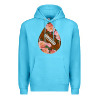 Ocean Blue american football and western roses teardrop Premium Hoodie - BundleAndBundleShop