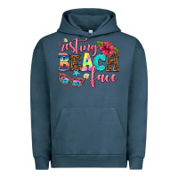 Pigment Midnight Navy resting beach face Urban Hoodie - AdoDesignShop