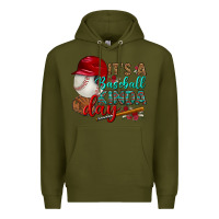 Army Green it's a baseball kinda day Premium Hoodie - BundleAndBundleShop