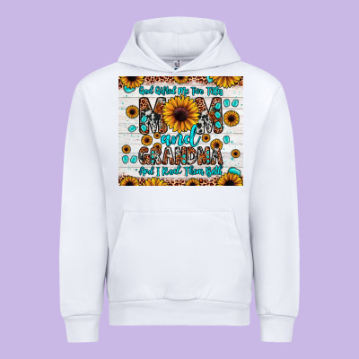 God Gifted Me Two Titles Mom And Grandma And I Rock Them Both Urban Hoodie Designed By Jahusdesignshop