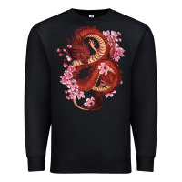 Black red dragon and sakura cherry blossoms Premium Sweatshirt - RanaPortraitStore
