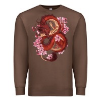 Chestnut red dragon and sakura cherry blossoms Premium Sweatshirt - RanaPortraitStore