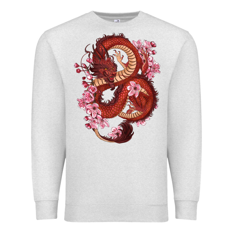 Red Dragon And Sakura Cherry Blossoms Premium Sweatshirt by RanaPortraitStore | Teevron