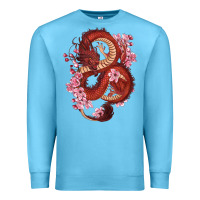 Ocean Blue red dragon and sakura cherry blossoms Premium Sweatshirt - RanaPortraitStore