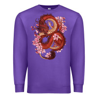 Purple red dragon and sakura cherry blossoms Premium Sweatshirt - RanaPortraitStore