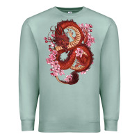 Seafoam red dragon and sakura cherry blossoms Premium Sweatshirt - RanaPortraitStore