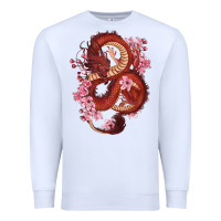 White red dragon and sakura cherry blossoms Premium Sweatshirt - RanaPortraitStore
